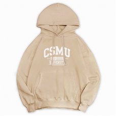 【最後現貨，售完為止】CSMU美式復古落肩帽T_實驗大樓款_奶茶