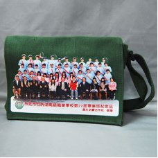 B51-綠色帆布小書包(14cm寬)_全彩膠膜印製
